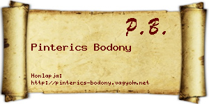 Pinterics Bodony névjegykártya